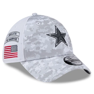 Men's New Era Arctic Camo Dallas Cowboys 2024 Salute To Service 39THIRTY Flex Hat