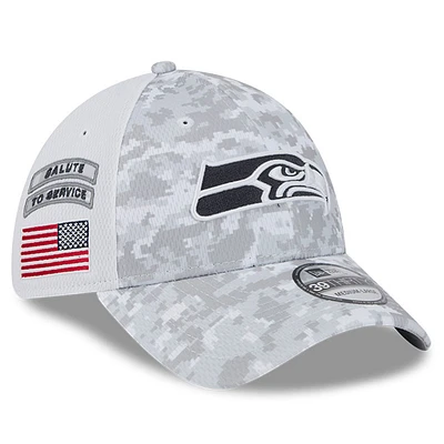 Men's New Era Arctic Camo Seattle Seahawks 2024 Salute To Service 39THIRTY Flex Hat