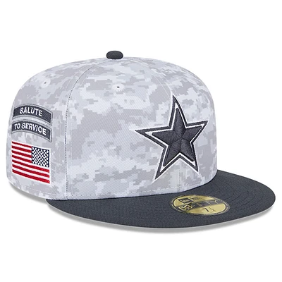 Men's New Era Arctic Camo/Graphite Dallas Cowboys 2024 Salute To Service 59FIFTY Fitted Hat