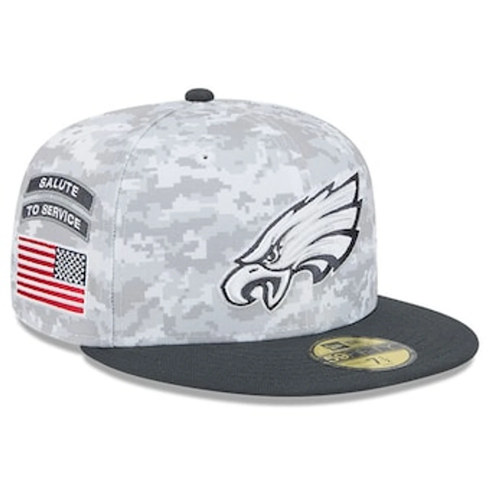 Men's New Era Arctic Camo/Graphite Philadelphia Eagles 2024 Salute To Service 59FIFTY Fitted Hat