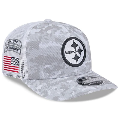 Men's New Era Arctic Camo Pittsburgh Steelers 2024 Salute To Service 9SEVENTY Stretch-Snap Hat