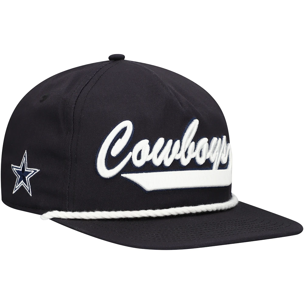 Men's New Era Navy Dallas Cowboys Training Camp Script Golfer Snapback Hat