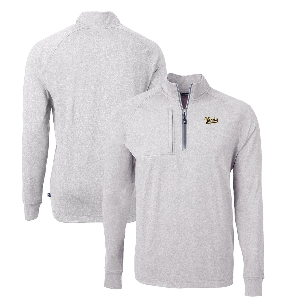 Men's Cutter & Buck Heather Gray Vanderbilt Commodores Big Tall Adapt Eco Knit Quarter-Zip Top