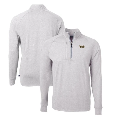 Men's Cutter & Buck Heather Gray Vanderbilt Commodores Big Tall Adapt Eco Knit Quarter-Zip Top