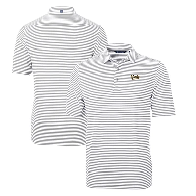 Men's Cutter & Buck Gray Vanderbilt Commodores Big Tall Virtue Eco Pique Stripe Recycled DryTec Polo