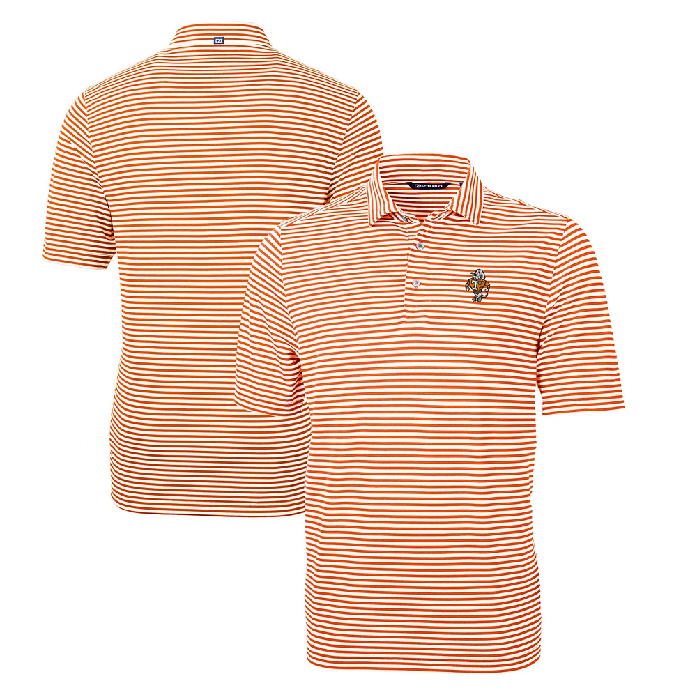 Men's Cutter & Buck Tennessee Orange Volunteers Big Tall Virtue Eco Pique Stripe Recycled DryTec Polo