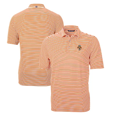 Men's Cutter & Buck Tennessee Orange Volunteers Big Tall Virtue Eco Pique Stripe Recycled DryTec Polo