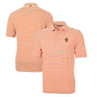 Men's Cutter & Buck Tennessee Orange Volunteers Big Tall Virtue Eco Pique Stripe Recycled DryTec Polo