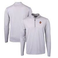 Men's Cutter & Buck Gray Syracuse Orange Big Tall Virtue Eco Pique Micro Stripe Recycled Quarter-Zip DryTec Top
