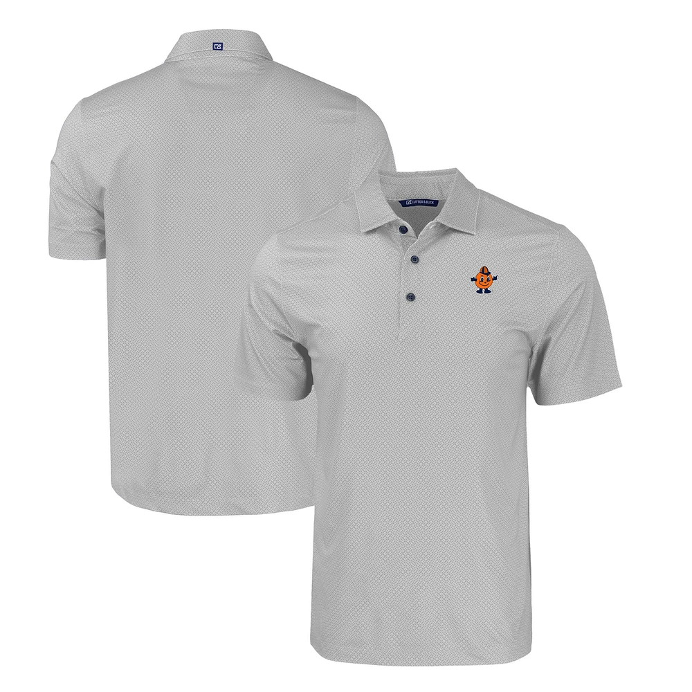 Men's Cutter & Buck Gray Syracuse Orange Big Tall Pike Eco Tonal Geo Print Stretch Recycled Polo