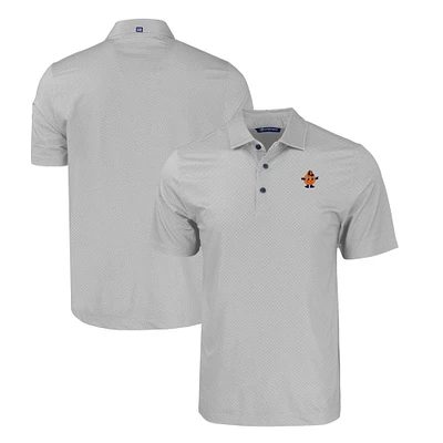 Men's Cutter & Buck Gray Syracuse Orange Big Tall Pike Eco Tonal Geo Print Stretch Recycled Polo