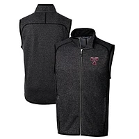 Men's Cutter & Buck Heather Charcoal Texas A&M Aggies Big Tall Mainsail Sweater-Knit Full-Zip Vest