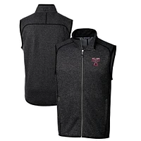 Men's Cutter & Buck Heather Charcoal Texas A&M Aggies Big Tall Mainsail Sweater-Knit Full-Zip Vest