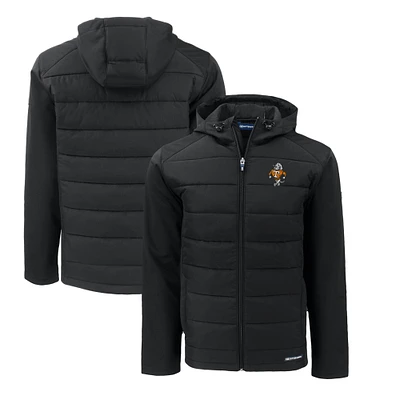 Men's Cutter & Buck Black Tennessee Volunteers Big Tall Evoke Hybrid Eco Softshell Recycled Full-Zip Hooded PrimaLoft Jacket