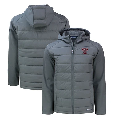 Men's Cutter & Buck Gray Texas A&M Aggies Big Tall Evoke Hybrid Eco Softshell Recycled Full-Zip Hooded PrimaLoft Jacket