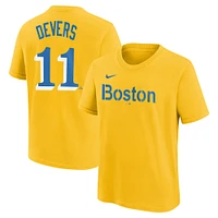 Youth Nike Rafael Devers Gold Boston Red Sox Fuse City Connect Name & Number T-Shirt