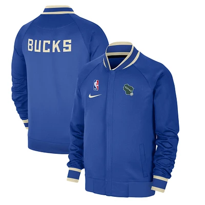 Men's Nike Royal Milwaukee Bucks 2024/25 City Edition Authentic Showtime Performance Full-Zip Jacket