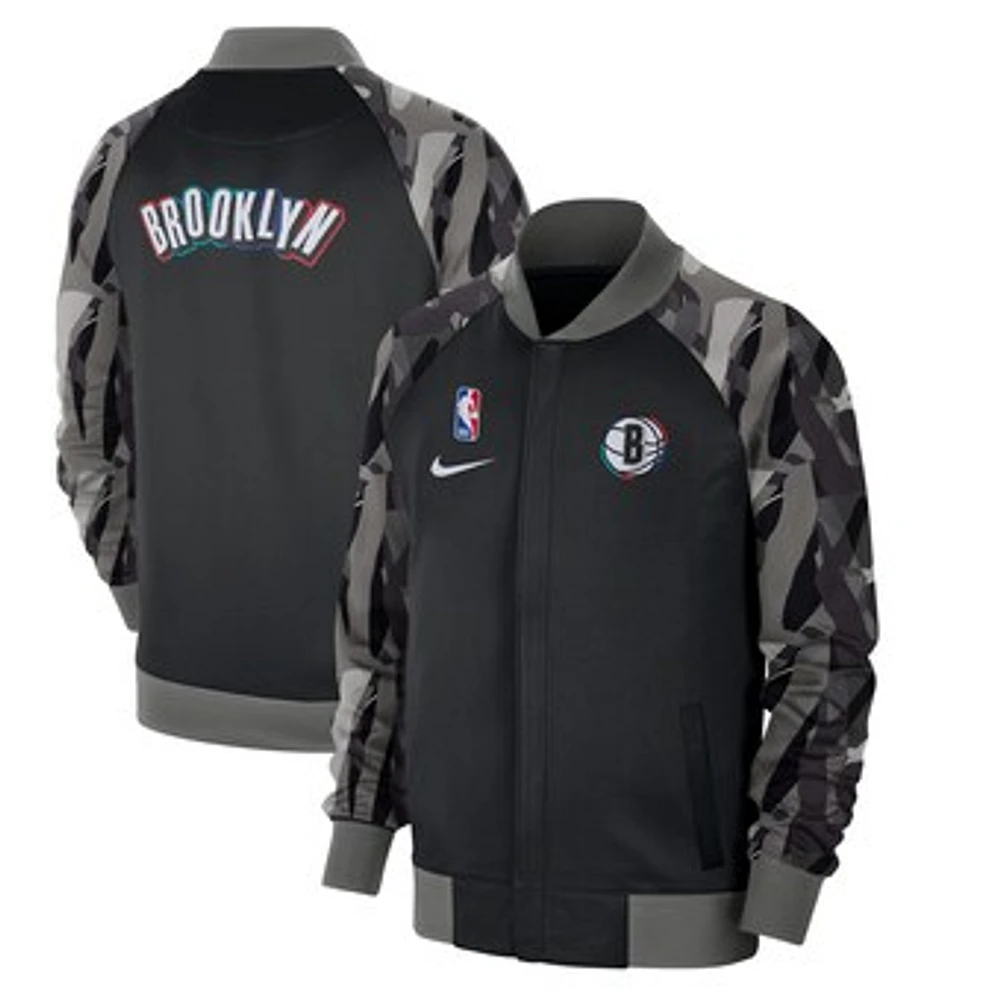 Men's Nike Black Brooklyn Nets 2024/25 City Edition Authentic Showtime Performance Full-Zip Jacket