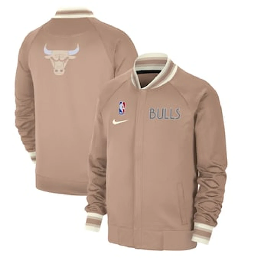 Men's Nike Tan Chicago Bulls 2024/25 City Edition Authentic Showtime Performance Full-Zip Jacket