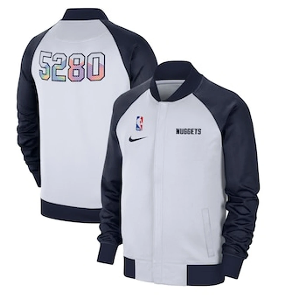 Men's Nike White Denver Nuggets 2024/25 City Edition Authentic Showtime Performance Full-Zip Jacket