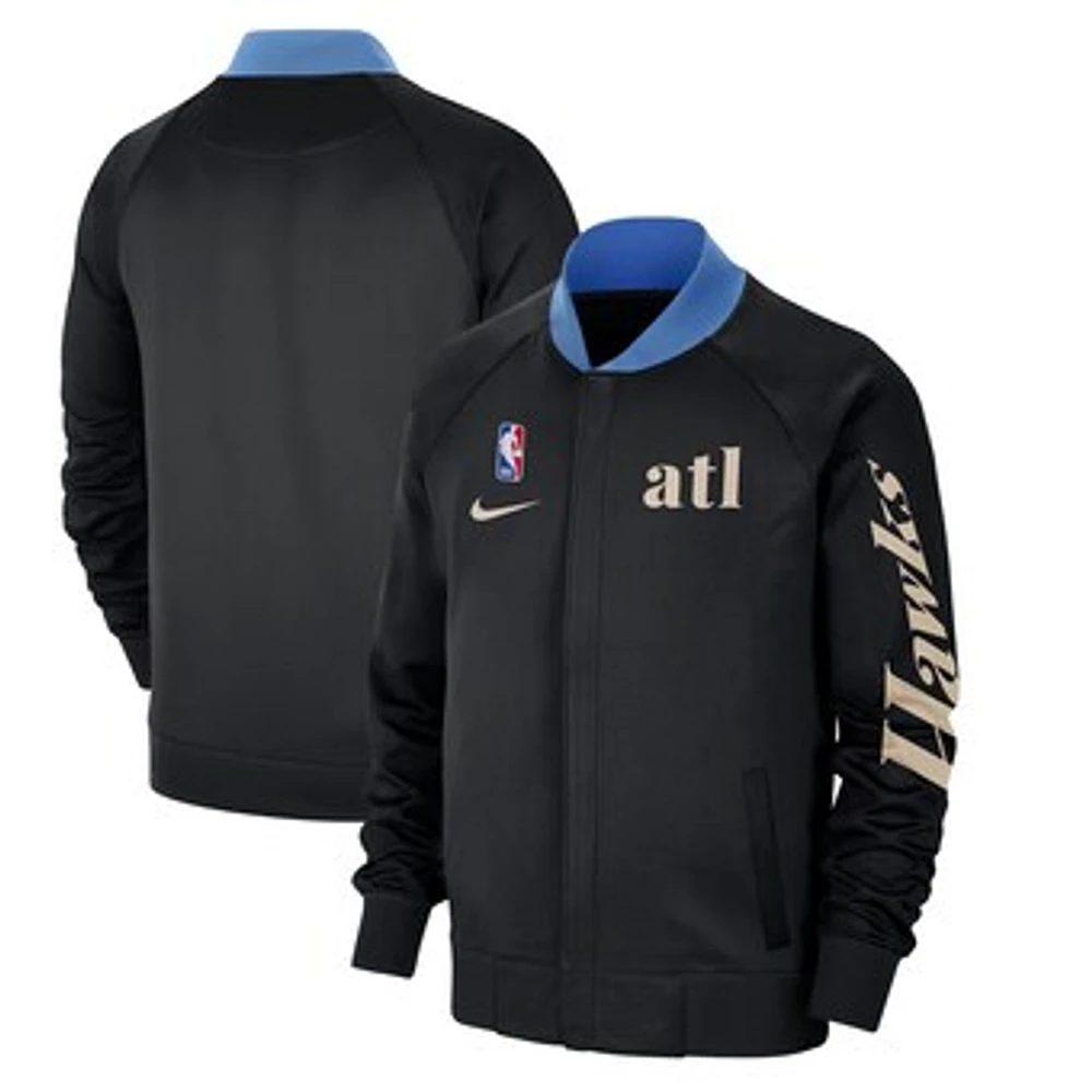 Men's Nike Black Atlanta Hawks 2024/25 City Edition Authentic Showtime Performance Full-Zip Jacket