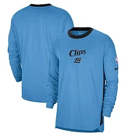 Men's Nike Blue LA Clippers 2024/25 City Edition Authentic Pregame Performance Long Sleeve Shooting T-Shirt