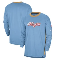 Men's Nike Light Blue Memphis Grizzlies 2024/25 City Edition Authentic Pregame Performance Long Sleeve Shooting T-Shirt