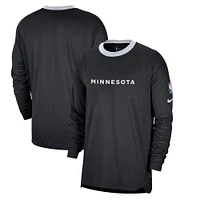 Men's Nike Black Minnesota Timberwolves 2024/25 City Edition Authentic Pregame Performance Long Sleeve Shooting T-Shirt