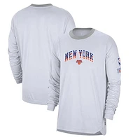 Men's Nike White New York Knicks 2024/25 City Edition Authentic Pregame Performance Long Sleeve Shooting T-Shirt