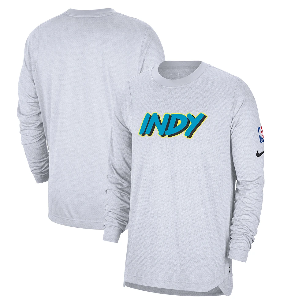 Men's Nike White Indiana Pacers 2024/25 City Edition Authentic Pregame Performance Long Sleeve Shooting T-Shirt