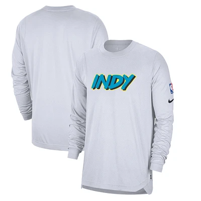 Men's Nike White Indiana Pacers 2024/25 City Edition Authentic Pregame Performance Long Sleeve Shooting T-Shirt