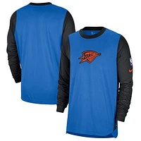 Men's Nike Blue/Black Oklahoma City Thunder 2024/25 Edition Authentic Pregame Performance Long Sleeve Shooting T-Shirt