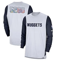 Men's Nike White Denver Nuggets 2024/25 City Edition Authentic Pregame Performance Long Sleeve Shooting T-Shirt