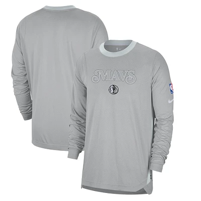 Men's Nike Silver Dallas Mavericks 2024/25 City Edition Authentic Pregame Performance Long Sleeve Shooting T-Shirt