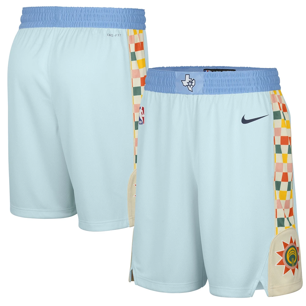 Men's Nike Light Blue San Antonio Spurs 2024/25 City Edition Swingman Shorts