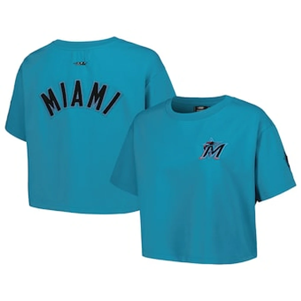 Women's Pro Standard Teal Miami Marlins Classic SJ Cropped Boxy T-Shirt