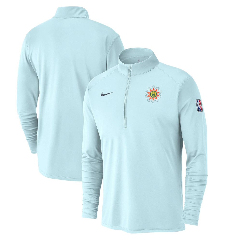 Men's Nike Light Blue San Antonio Spurs 2024/25 City Edition Authentic Coaches Performance Half-Zip Top