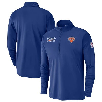 Men's Nike Blue New York Knicks 2024/25 City Edition Authentic Coaches Performance Half-Zip Top