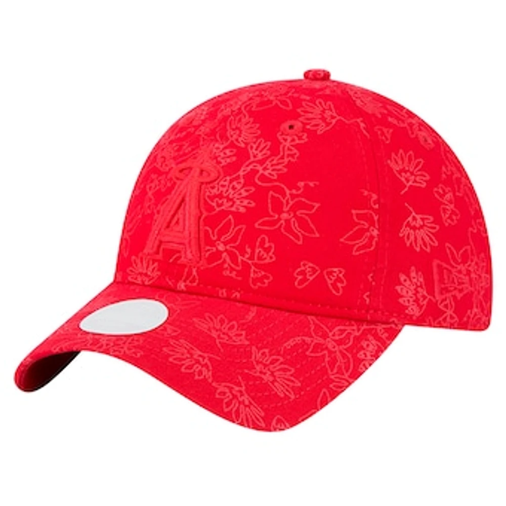 Women's New Era Red Los Angeles Angels Tonal Floral 9TWENTY Adjustable Hat