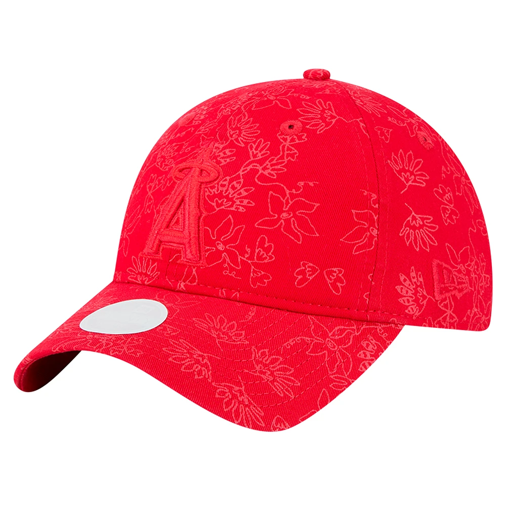 Women's New Era Red Los Angeles Angels Tonal Floral 9TWENTY Adjustable Hat