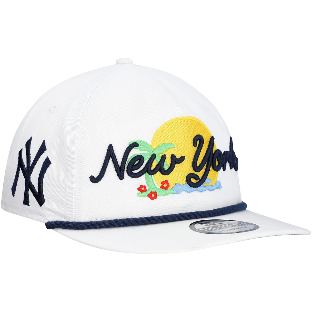 Men's New Era White New York Yankees Paradise Golfer Adjustable Hat