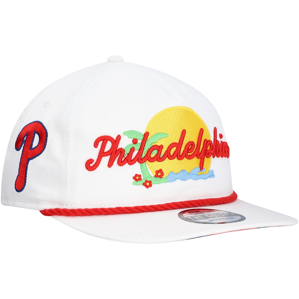 Men's New Era White Philadelphia Phillies Paradise Golfer Adjustable Hat