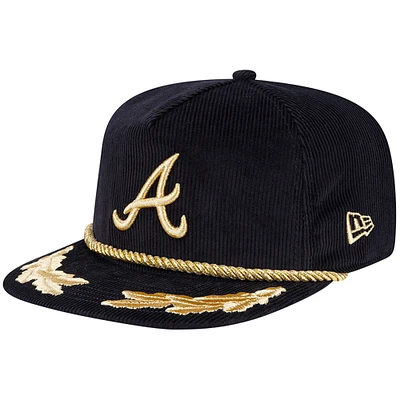 Men's New Era Black Atlanta Braves Corduroy Filigree Golfer Adjustable Hat