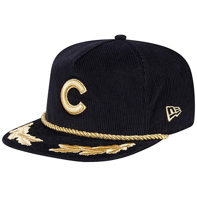 Men's New Era Black Chicago Cubs Corduroy Filigree Golfer Adjustable Hat