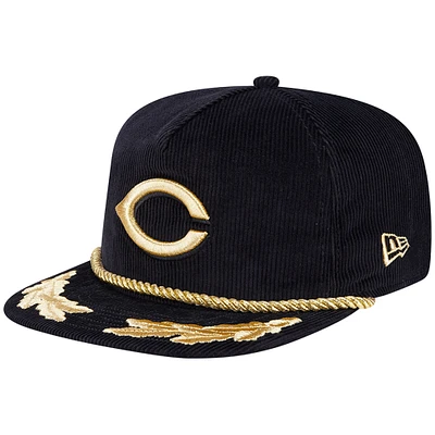 Men's New Era Black Cincinnati Reds Corduroy Filigree Golfer Adjustable Hat