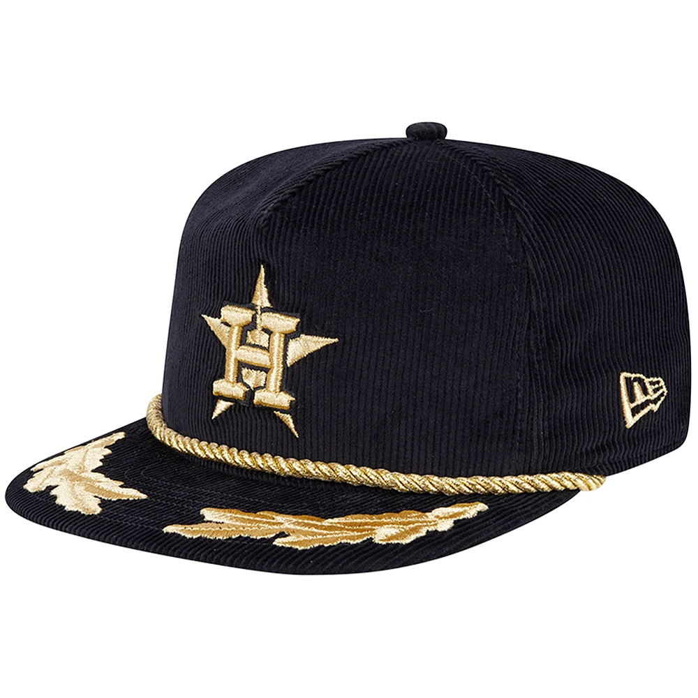 Men's New Era Black Houston Astros Corduroy Filigree Golfer Adjustable Hat