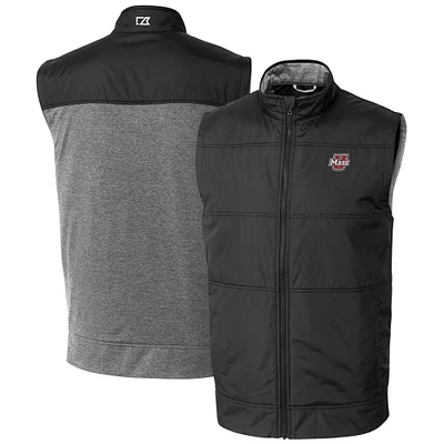 Men's Cutter & Buck UMass Minutemen DryTec Stealth Hybrid Quilted Full-Zip Windbreaker Vest