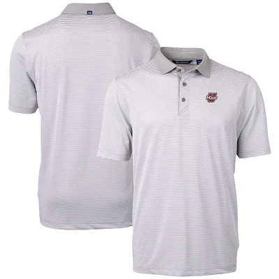 Men's Cutter & Buck  Gray UMass Minutemen Virtue Eco Pique Micro Stripe Recycled Polo
