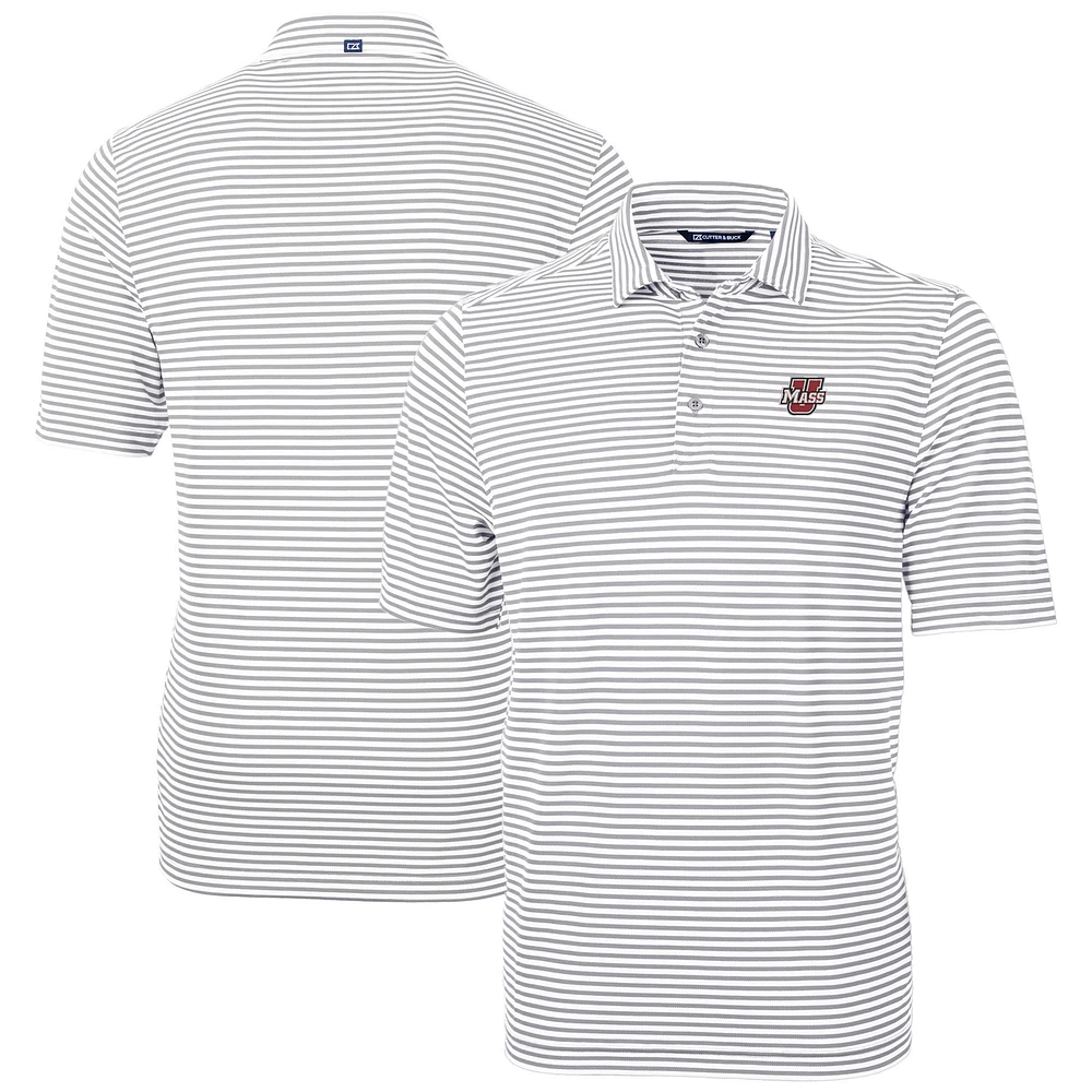 Men's Cutter & Buck UMass Minutemen Virtue Eco Pique Stripe Recycled Polo
