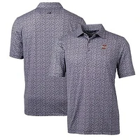 Men's Cutter & Buck  Black UMass Minutemen Pike Magnolia Print Stretch Polo